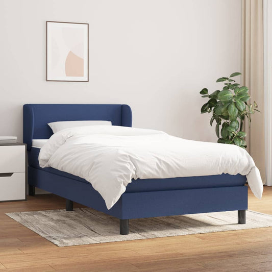 Boxspring met matras stof blauw 90x200 cm is nu te koop bij PeponiXL, paradijselijk wonen!