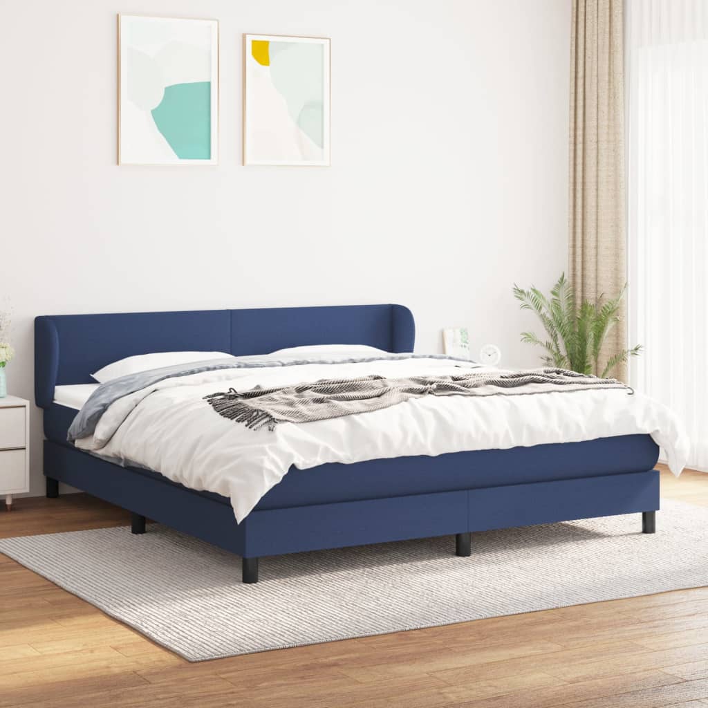 Boxspring met matras stof blauw 160x200 cm is nu te koop bij PeponiXL, paradijselijk wonen!