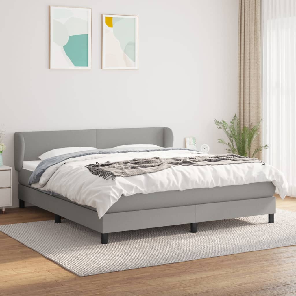 Boxspring met matras stof lichtgrijs 180x200 cm is nu te koop bij PeponiXL, paradijselijk wonen!