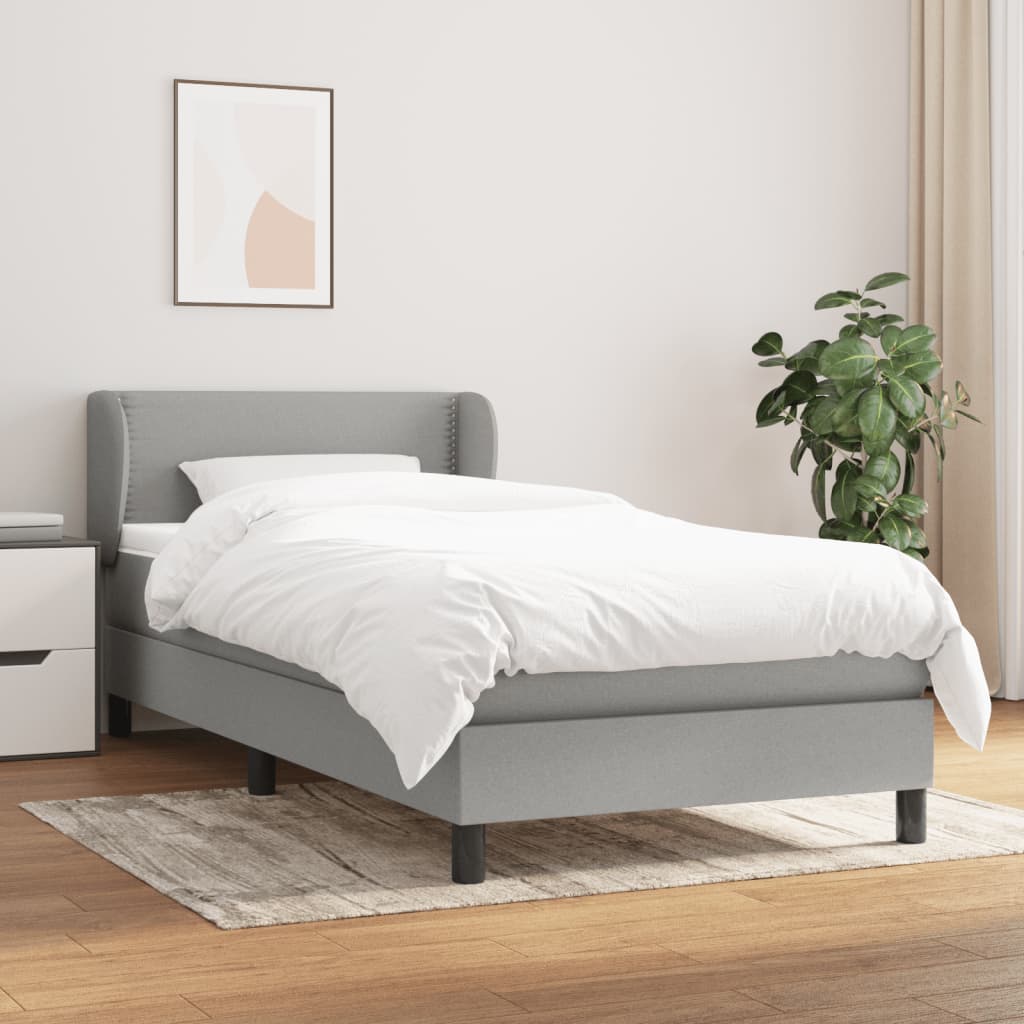 Boxspring met matras stof lichtgrijs 100x200 cm is nu te koop bij PeponiXL, paradijselijk wonen!