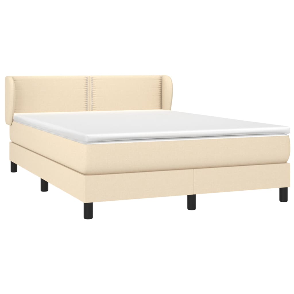 Boxspring met matras stof crèmekleurig 140x200 cm is nu te koop bij PeponiXL, paradijselijk wonen!