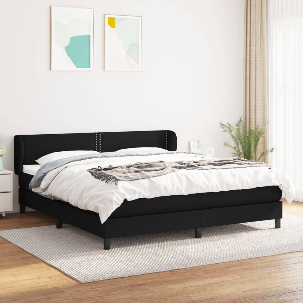 Boxspring met matras stof zwart 160x200 cm is nu te koop bij PeponiXL, paradijselijk wonen!