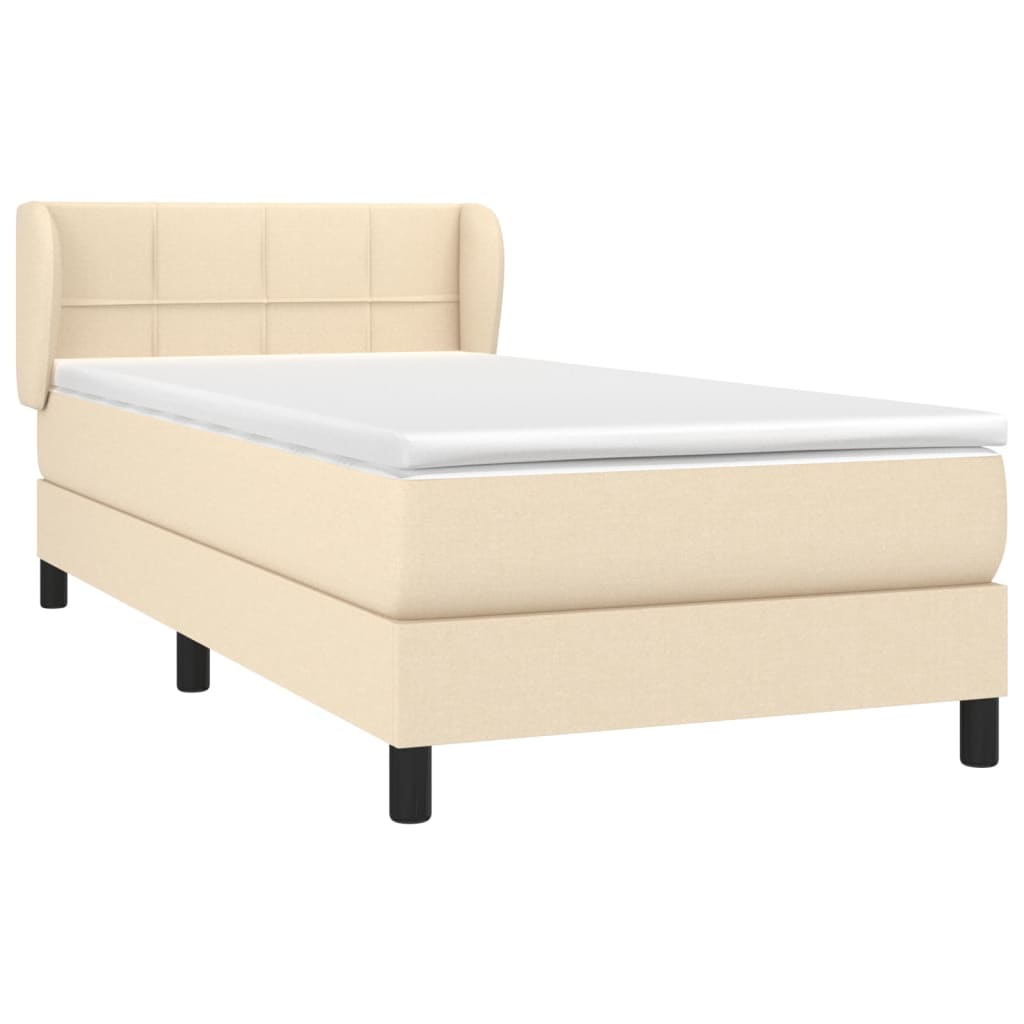 Boxspring met matras stof crèmekleurig 90x190 cm is nu te koop bij PeponiXL, paradijselijk wonen!