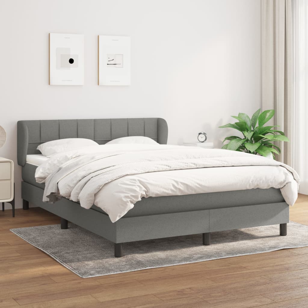 Boxspring met matras stof donkergrijs 140x190 cm is nu te koop bij PeponiXL, paradijselijk wonen!