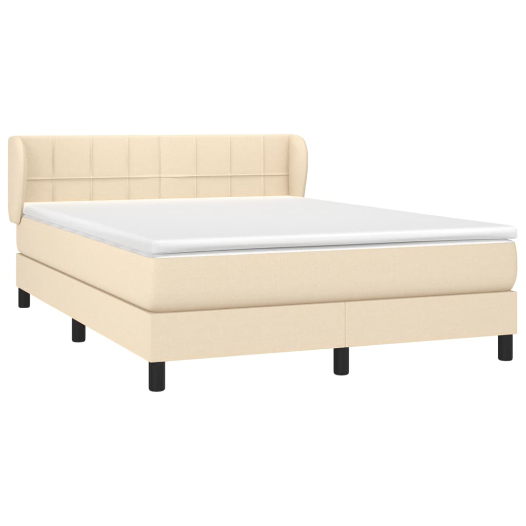 Boxspring met matras stof crèmekleurig 140x200 cm is nu te koop bij PeponiXL, paradijselijk wonen!