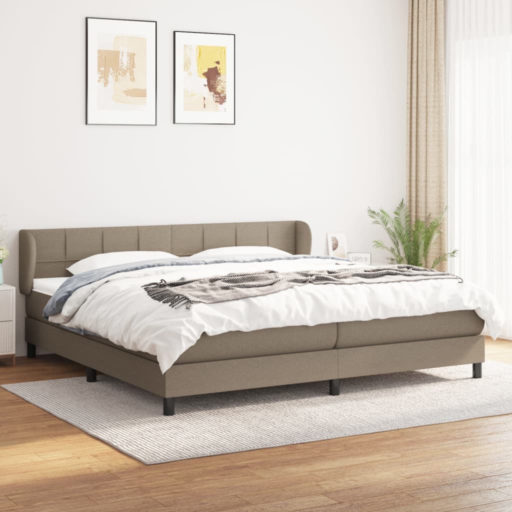 Boxspring met matras stof taupe 200x200 cm is nu te koop bij PeponiXL, paradijselijk wonen!