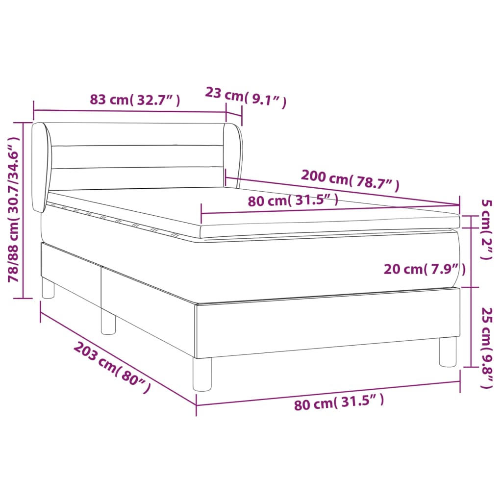 Boxspring met matras stof taupe 80x200 cm is nu te koop bij PeponiXL, paradijselijk wonen!