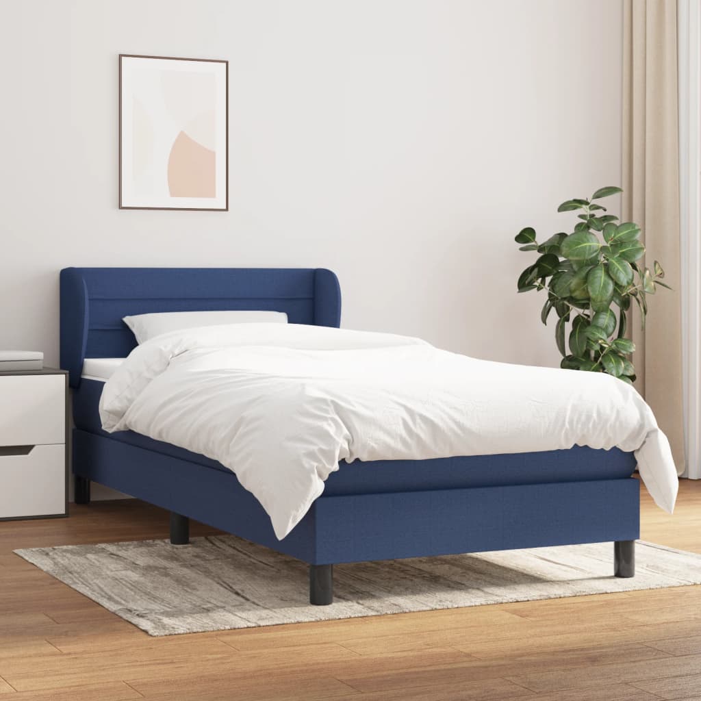 Boxspring met matras stof blauw 90x190 cm is nu te koop bij PeponiXL, paradijselijk wonen!