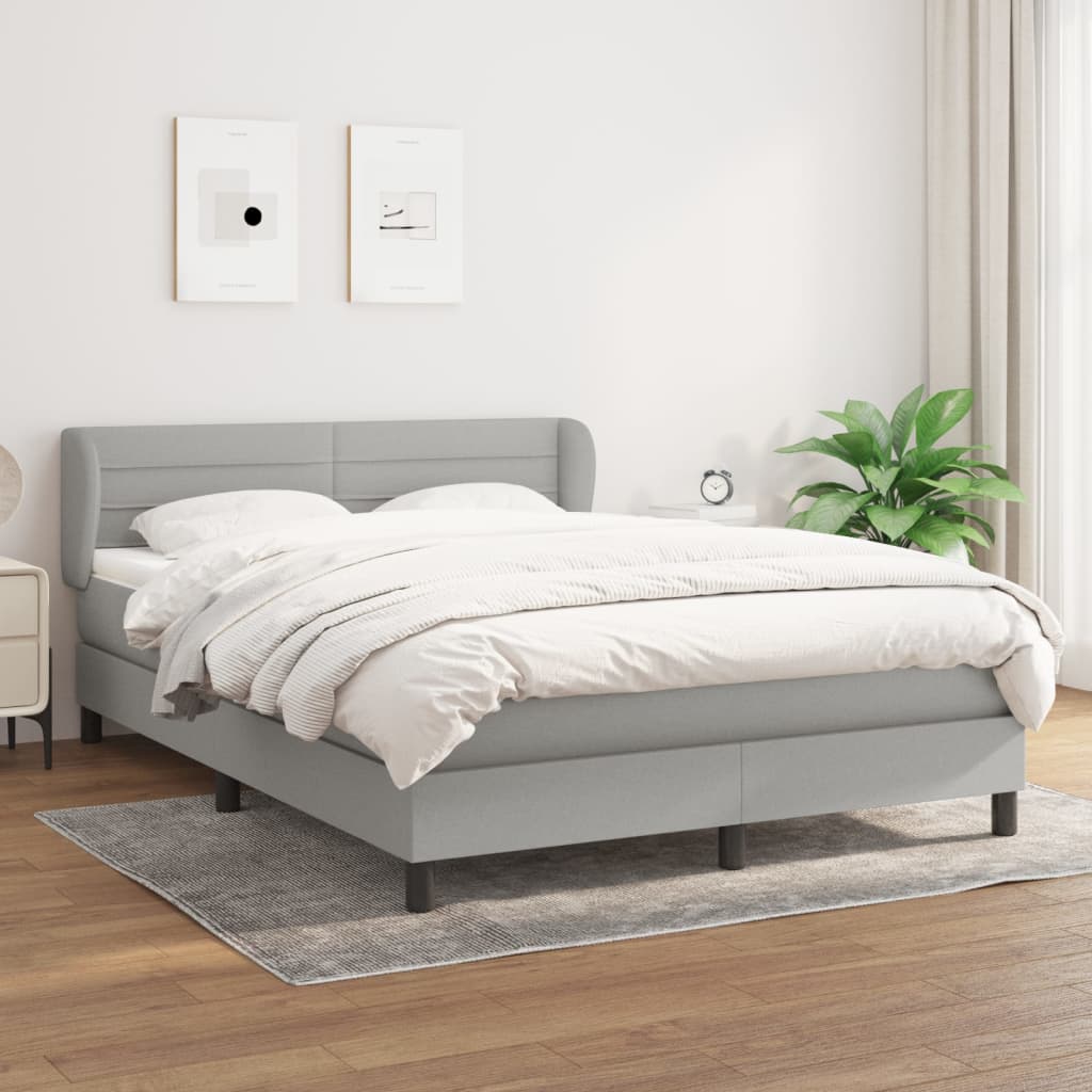 Boxspring met matras stof lichtgrijs 140x190 cm is nu te koop bij PeponiXL, paradijselijk wonen!