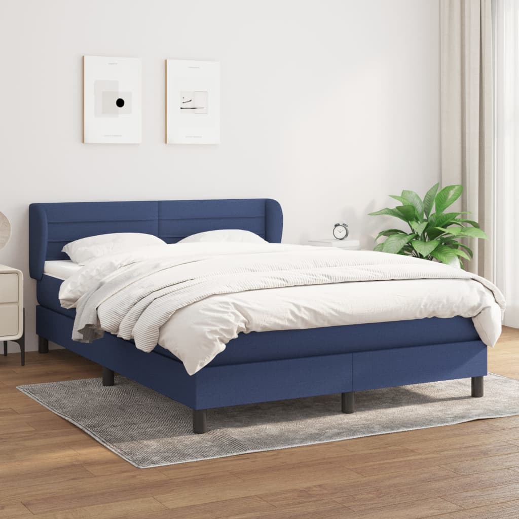 Boxspring met matras stof blauw 140x190 cm is nu te koop bij PeponiXL, paradijselijk wonen!