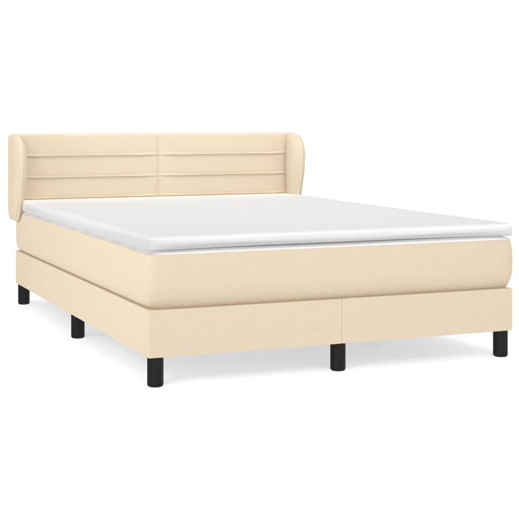 Boxspring met matras stof crèmekleurig 140x200 cm is nu te koop bij PeponiXL, paradijselijk wonen!