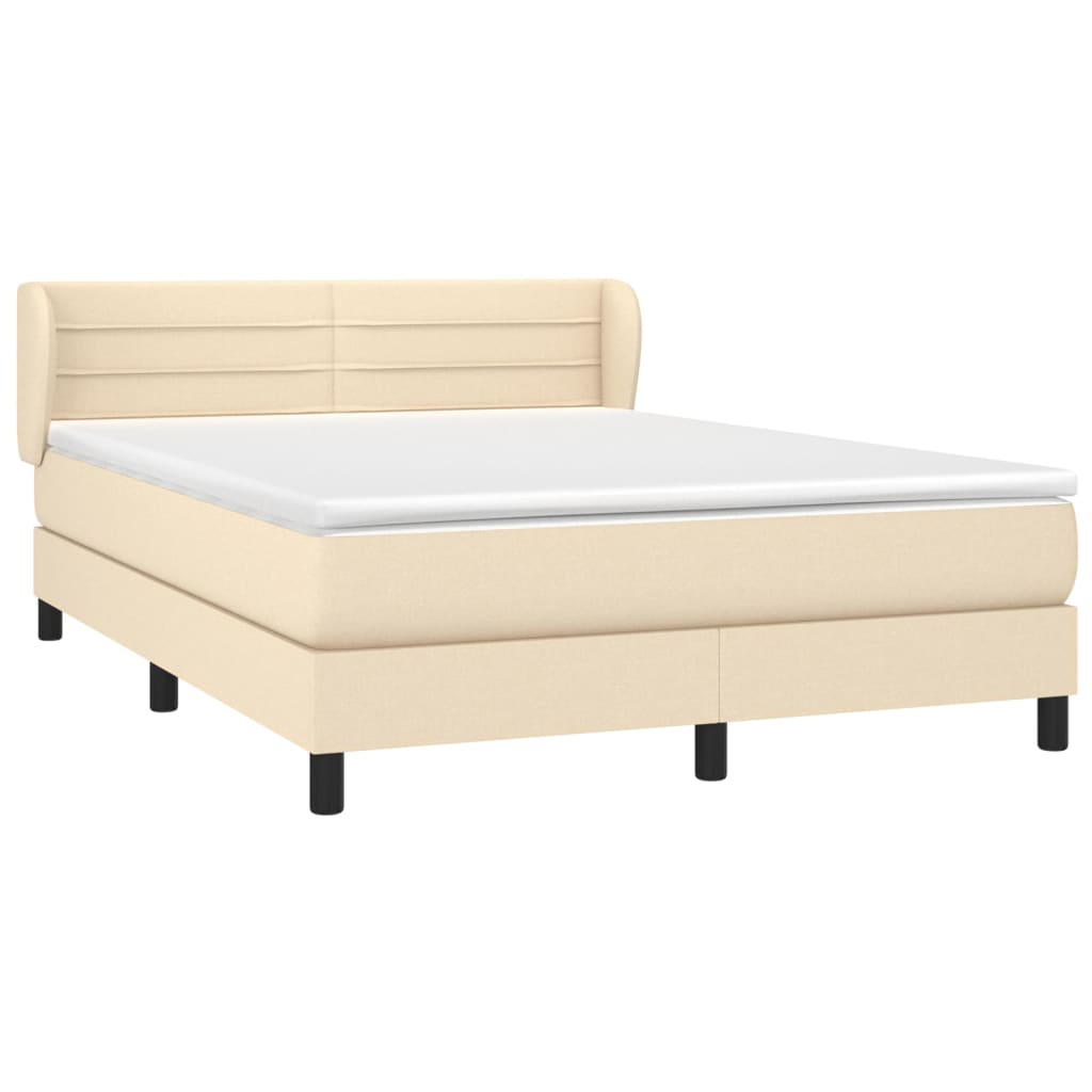 Boxspring met matras stof crèmekleurig 140x200 cm is nu te koop bij PeponiXL, paradijselijk wonen!