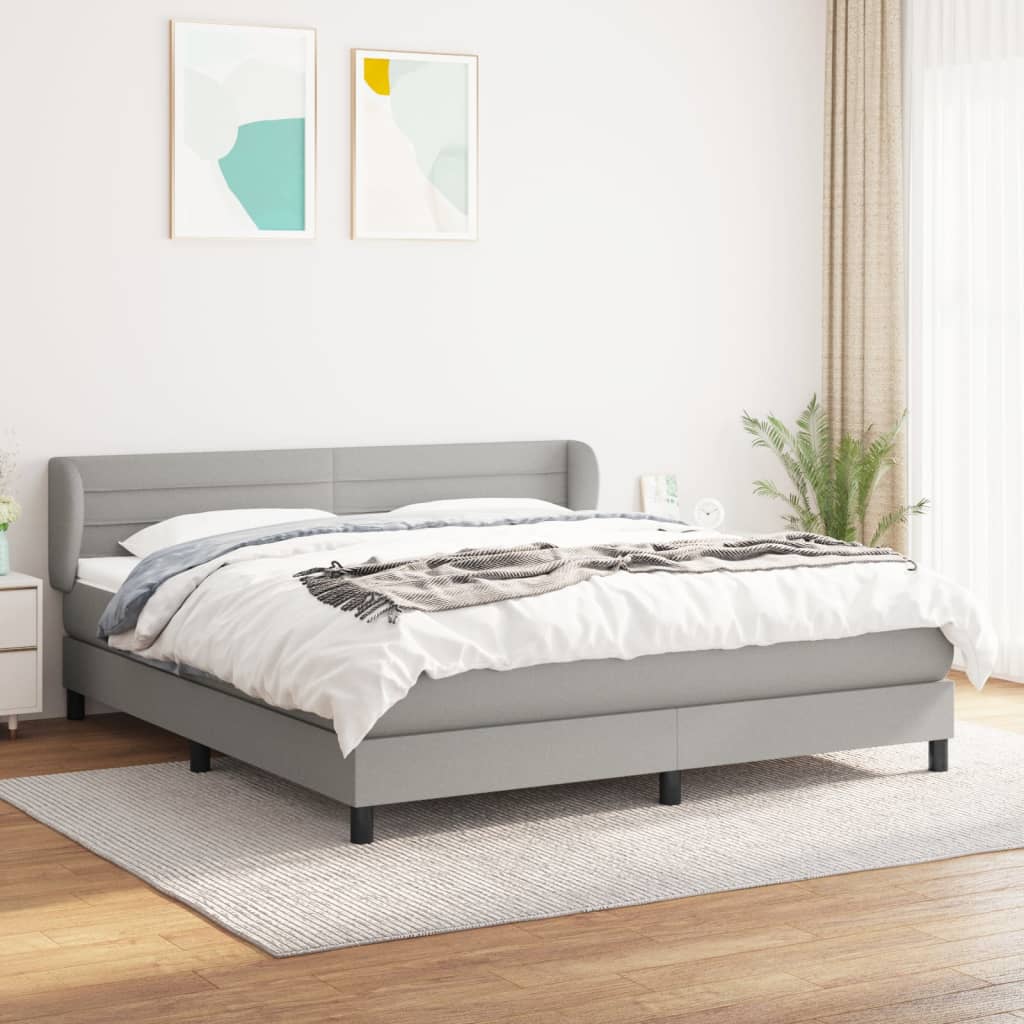 Boxspring met matras stof lichtgrijs 180x200 cm is nu te koop bij PeponiXL, paradijselijk wonen!