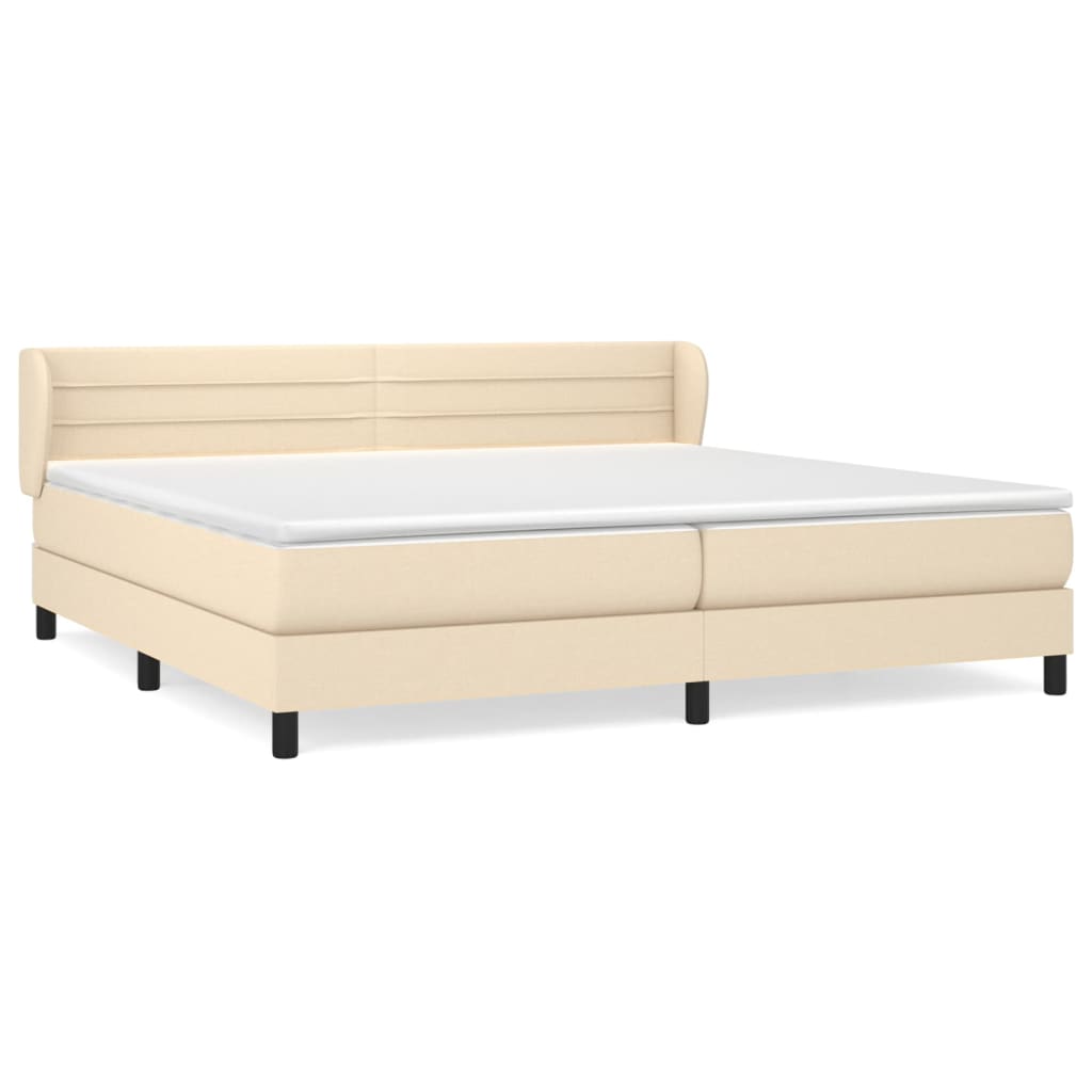 Boxspring met matras stof crèmekleurig 200x200 cm is nu te koop bij PeponiXL, paradijselijk wonen!