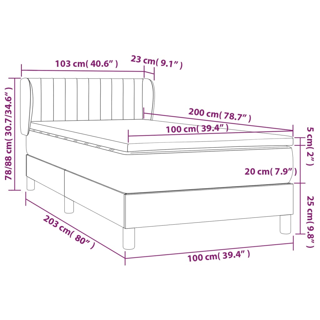 Boxspring met matras stof donkerbruin 100x200 cm is nu te koop bij PeponiXL, paradijselijk wonen!