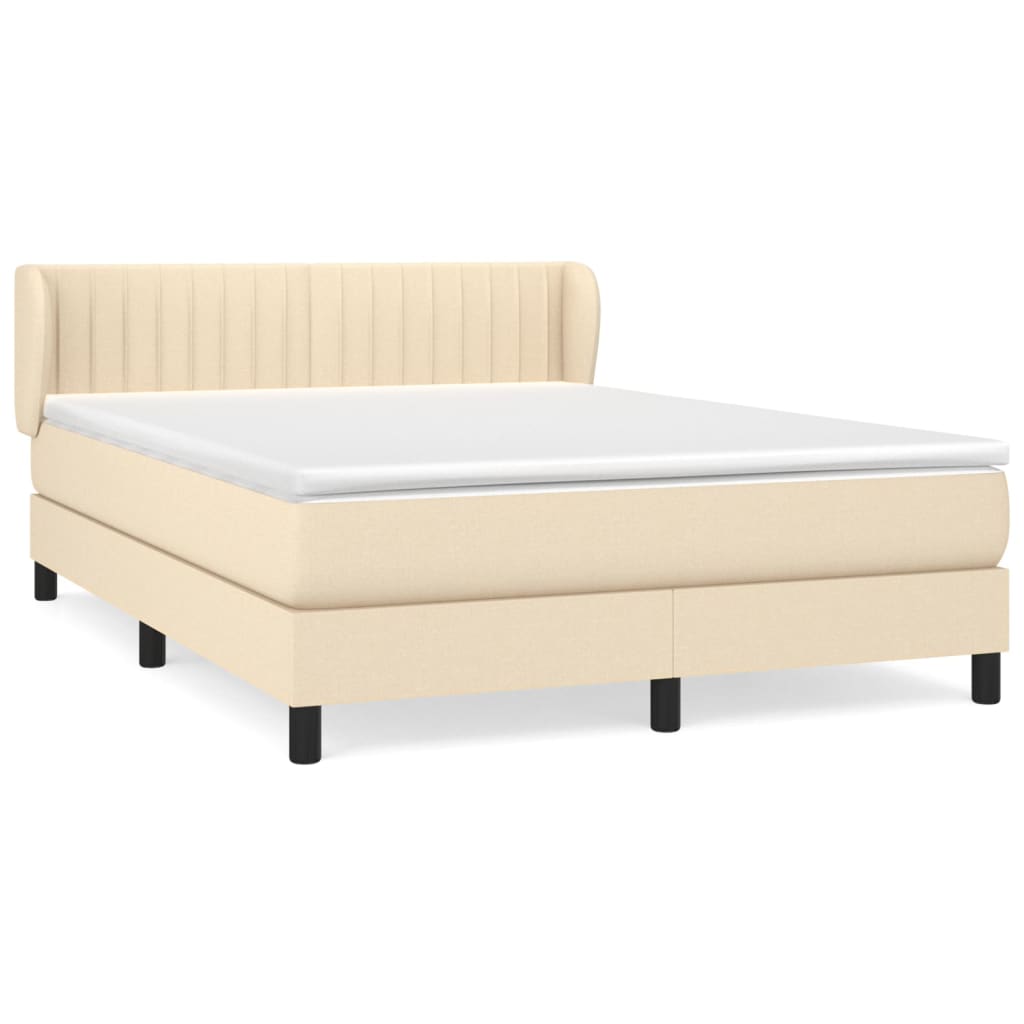 Boxspring met matras stof crèmekleurig 140x200 cm is nu te koop bij PeponiXL, paradijselijk wonen!