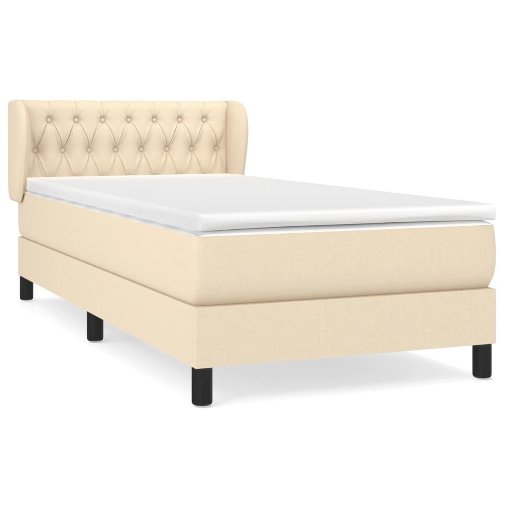 Boxspring met matras stof crèmekleurig 90x190 cm is nu te koop bij PeponiXL, paradijselijk wonen!