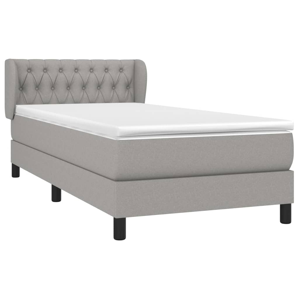 Boxspring met matras stof lichtgrijs 90x200 cm is nu te koop bij PeponiXL, paradijselijk wonen!