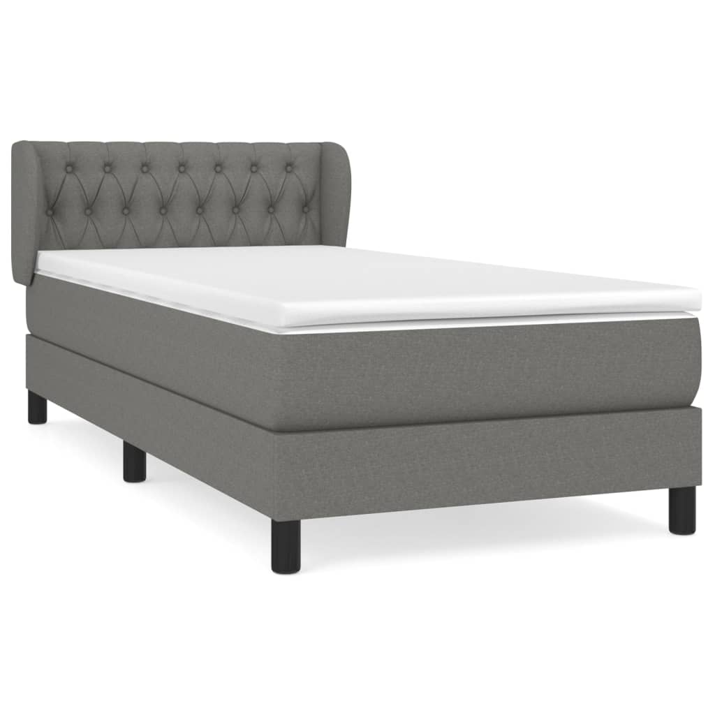 Boxspring met matras stof donkergrijs 90x200 cm is nu te koop bij PeponiXL, paradijselijk wonen!