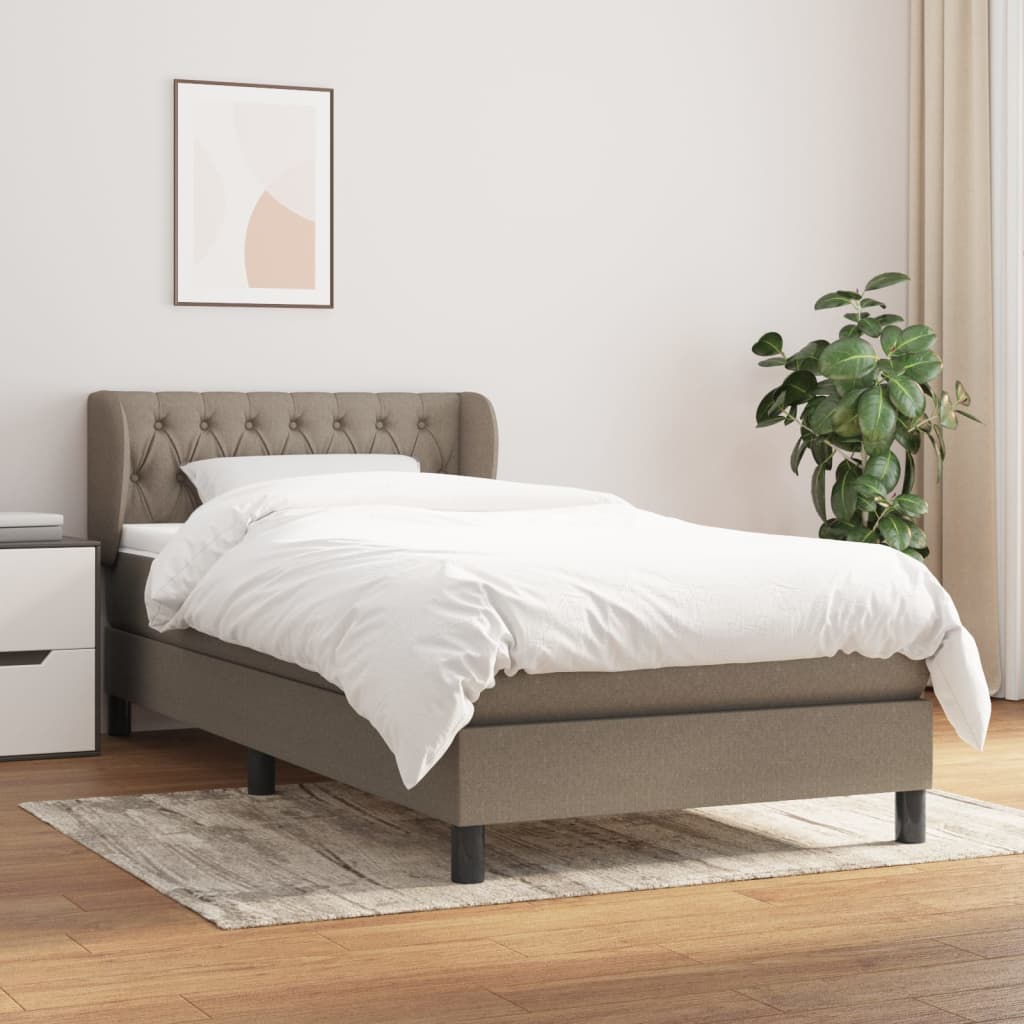 Boxspring met matras stof taupe 90x200 cm is nu te koop bij PeponiXL, paradijselijk wonen!