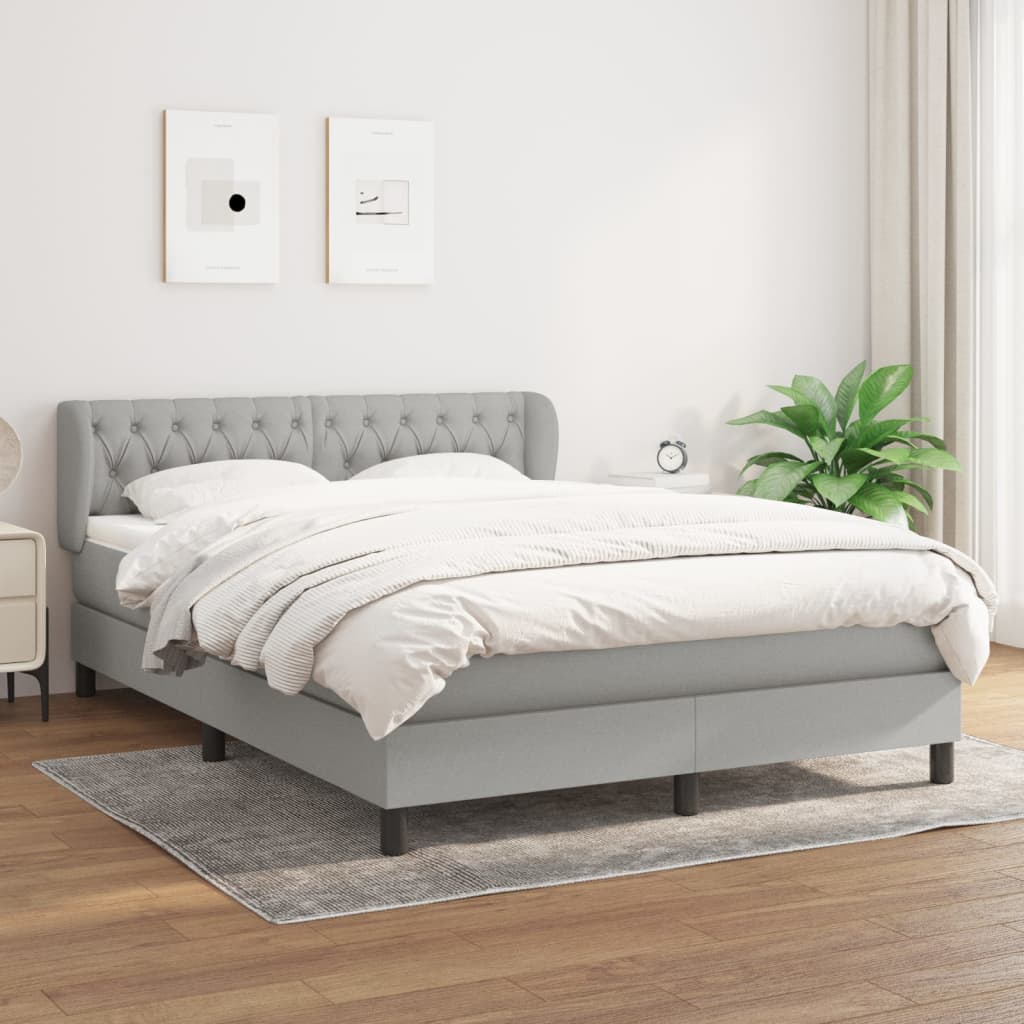 Boxspring met matras stof lichtgrijs 140x200 cm is nu te koop bij PeponiXL, paradijselijk wonen!
