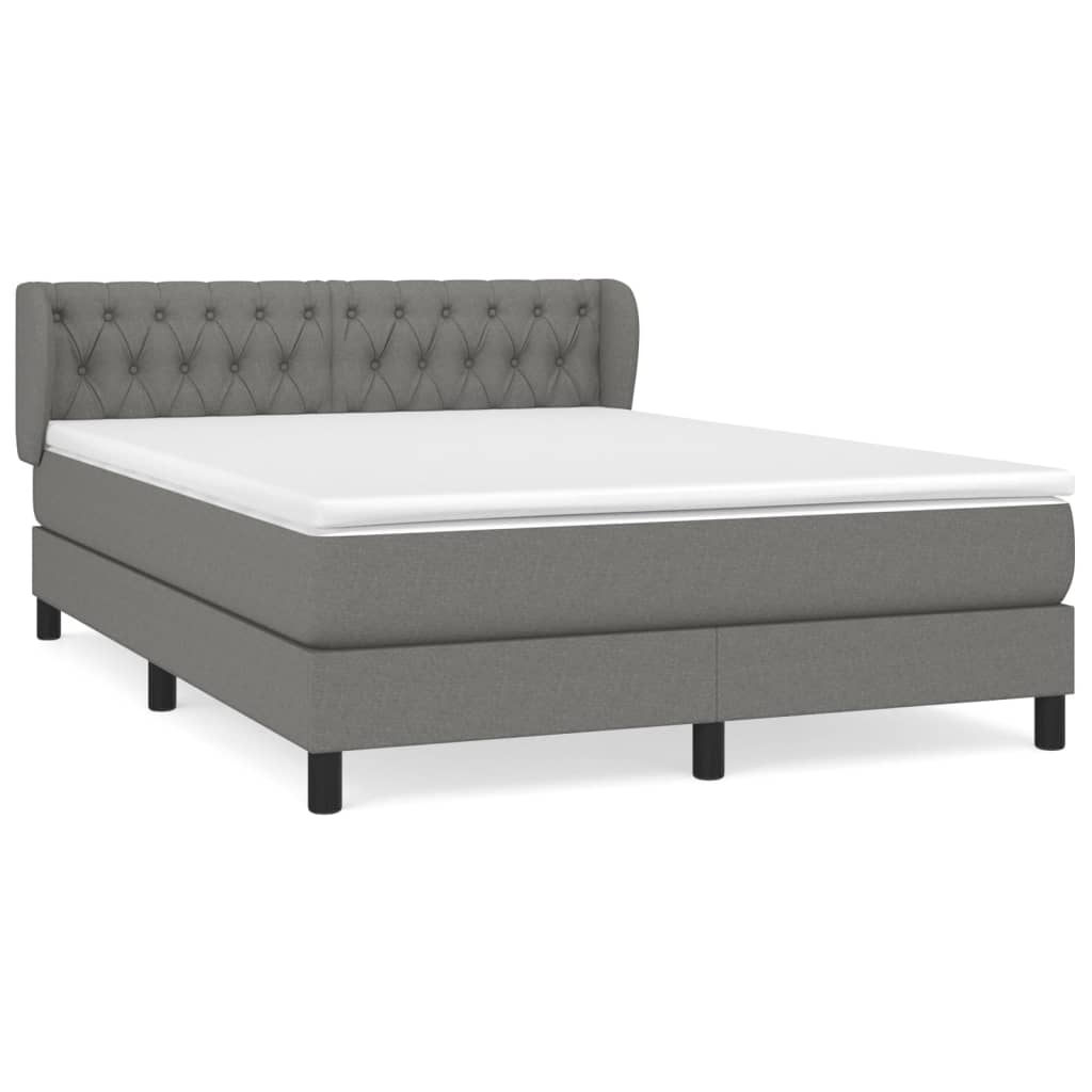 Boxspring met matras stof donkergrijs 140x200 cm is nu te koop bij PeponiXL, paradijselijk wonen!