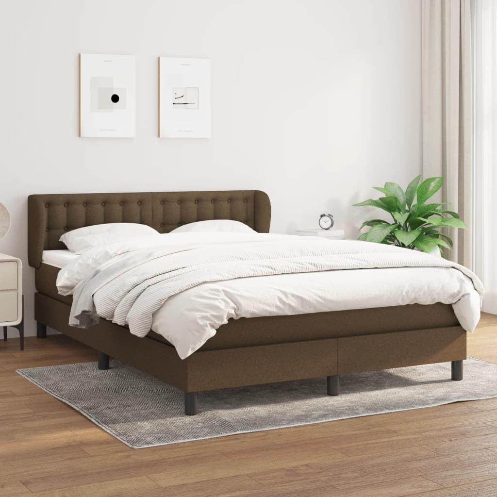 Boxspring met matras stof donkerbruin 140x200 cm is nu te koop bij PeponiXL, paradijselijk wonen!