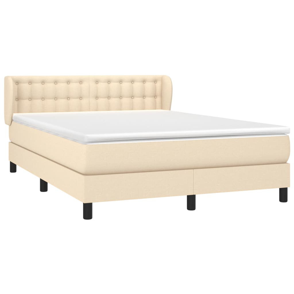 Boxspring met matras stof crèmekleurig 140x200 cm is nu te koop bij PeponiXL, paradijselijk wonen!