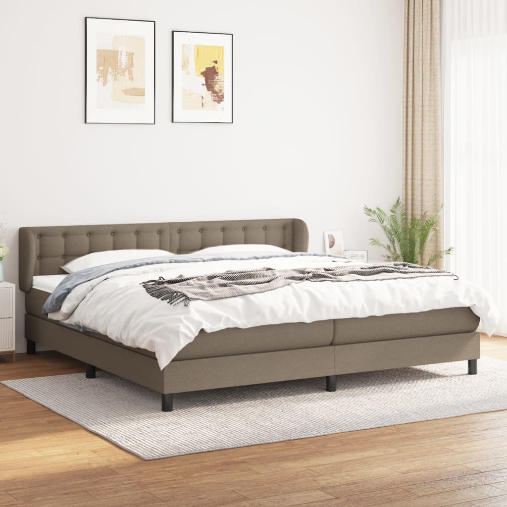 Boxspring met matras stof taupe 200x200 cm is nu te koop bij PeponiXL, paradijselijk wonen!