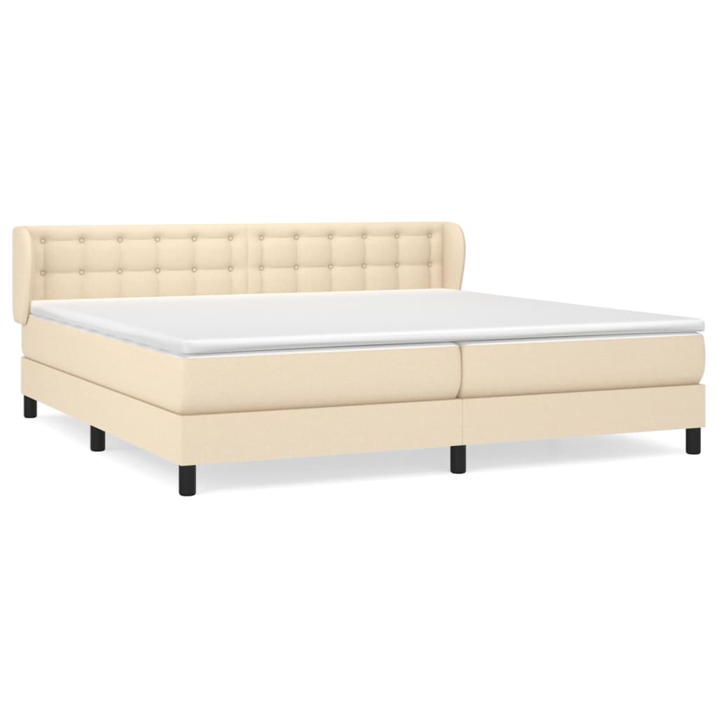 Boxspring met matras stof crèmekleurig 200x200 cm is nu te koop bij PeponiXL, paradijselijk wonen!