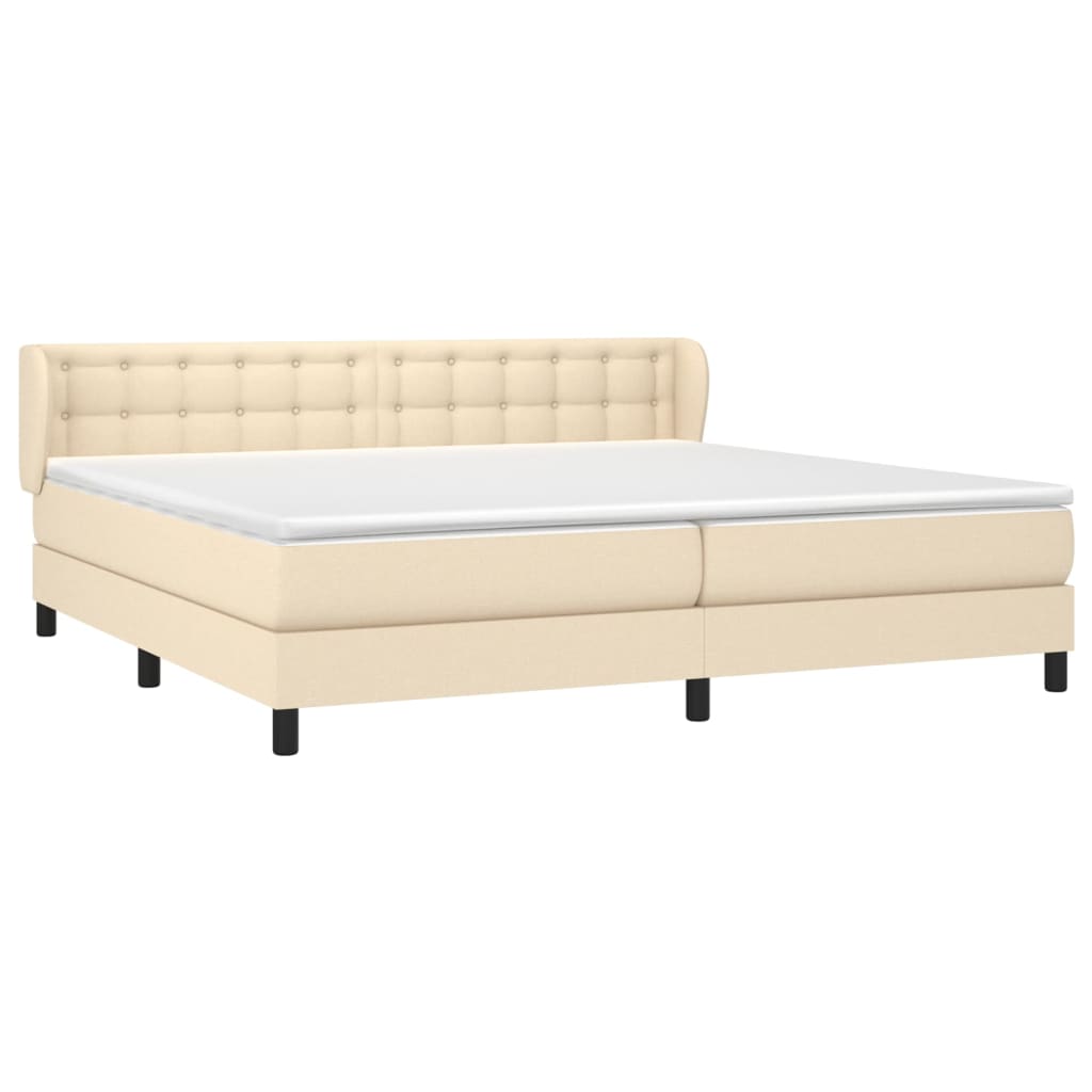 Boxspring met matras stof crèmekleurig 200x200 cm is nu te koop bij PeponiXL, paradijselijk wonen!