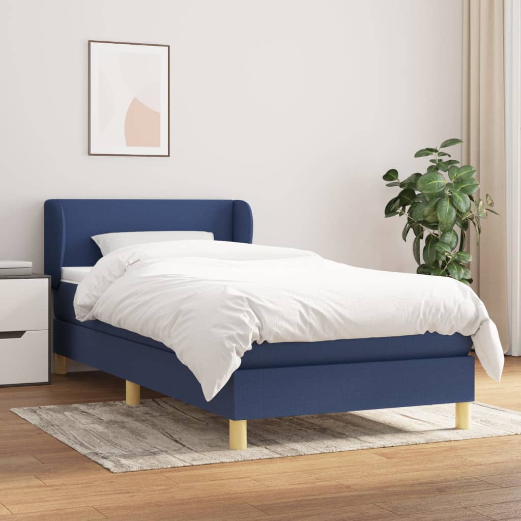 Boxspring met matras stof blauw 90x190 cm is nu te koop bij PeponiXL, paradijselijk wonen!