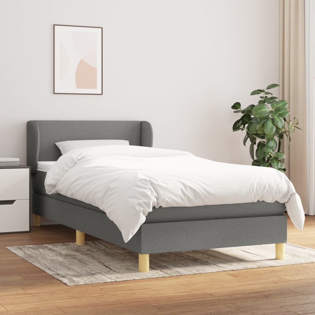Boxspring met matras stof donkergrijs 90x200 cm is nu te koop bij PeponiXL, paradijselijk wonen!
