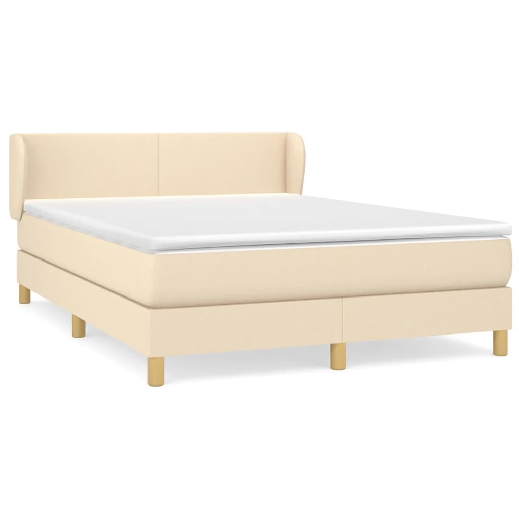 Boxspring met matras stof crèmekleurig 140x200 cm is nu te koop bij PeponiXL, paradijselijk wonen!