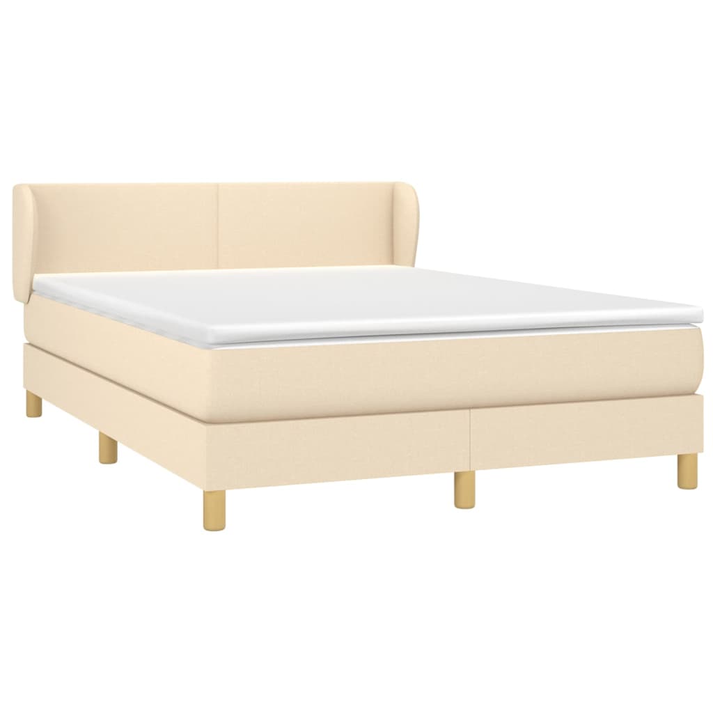 Boxspring met matras stof crèmekleurig 140x200 cm is nu te koop bij PeponiXL, paradijselijk wonen!