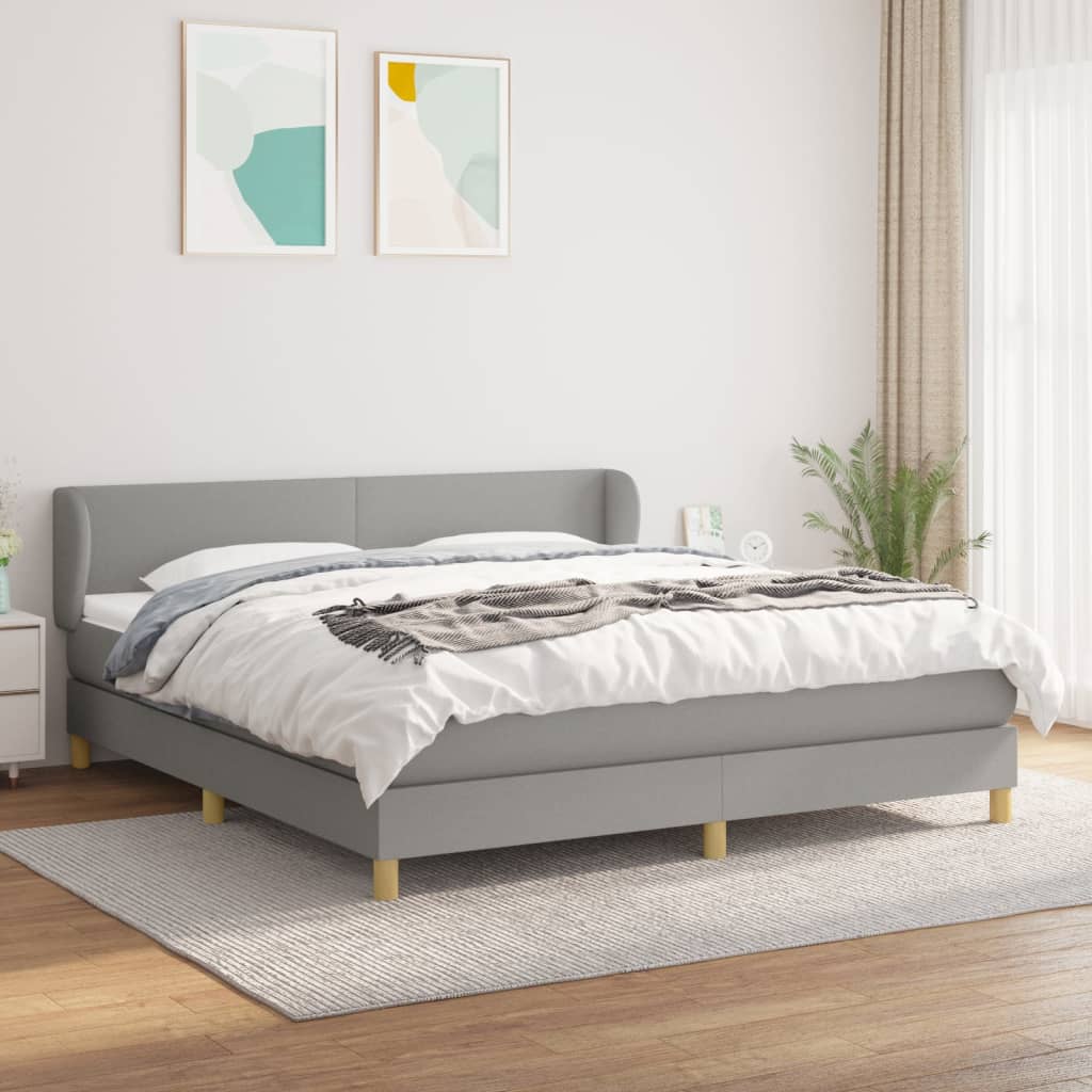 Boxspring met matras stof lichtgrijs 160x200 cm is nu te koop bij PeponiXL, paradijselijk wonen!