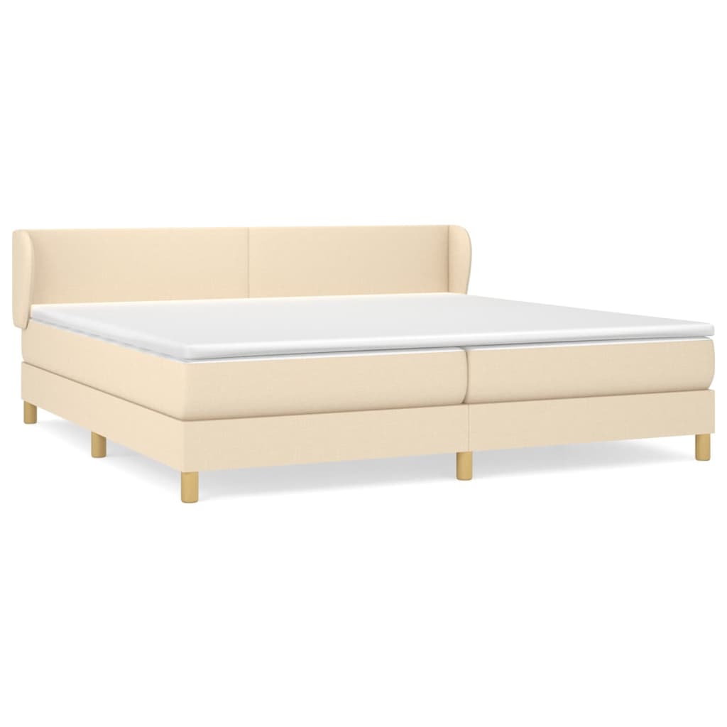 Boxspring met matras stof crèmekleurig 200x200 cm is nu te koop bij PeponiXL, paradijselijk wonen!