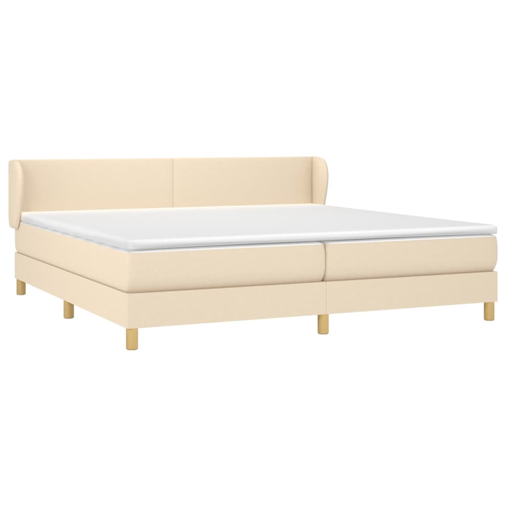 Boxspring met matras stof crèmekleurig 200x200 cm is nu te koop bij PeponiXL, paradijselijk wonen!
