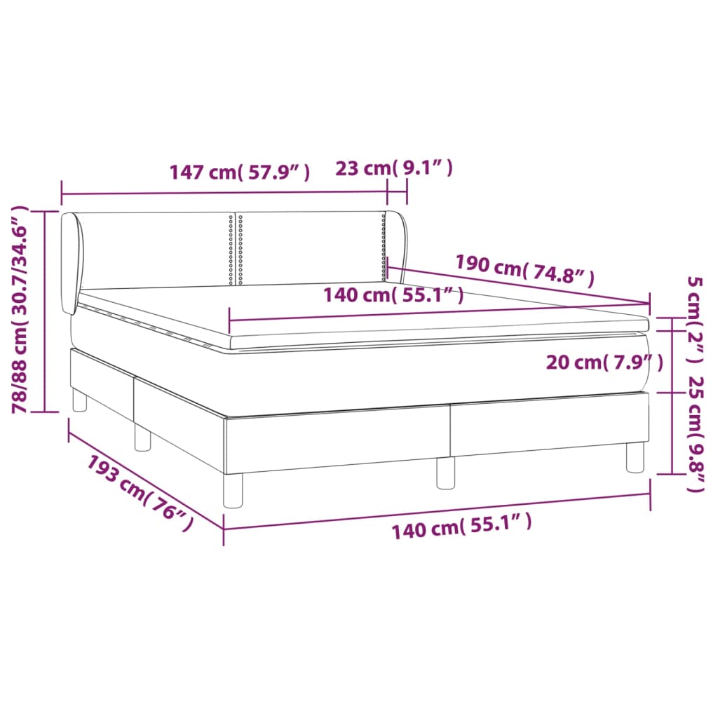 Boxspring met matras stof donkergrijs 140x190 cm is nu te koop bij PeponiXL, paradijselijk wonen!
