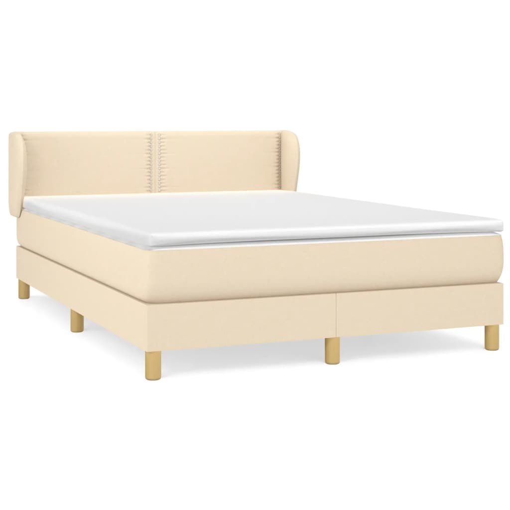 Boxspring met matras stof crèmekleurig 140x200 cm is nu te koop bij PeponiXL, paradijselijk wonen!