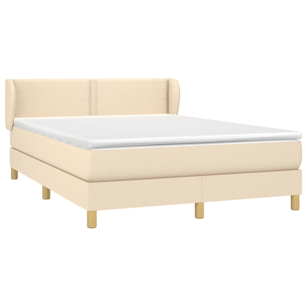 Boxspring met matras stof crèmekleurig 140x200 cm is nu te koop bij PeponiXL, paradijselijk wonen!