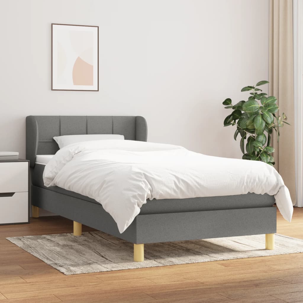 Boxspring met matras stof donkergrijs 90x200 cm is nu te koop bij PeponiXL, paradijselijk wonen!