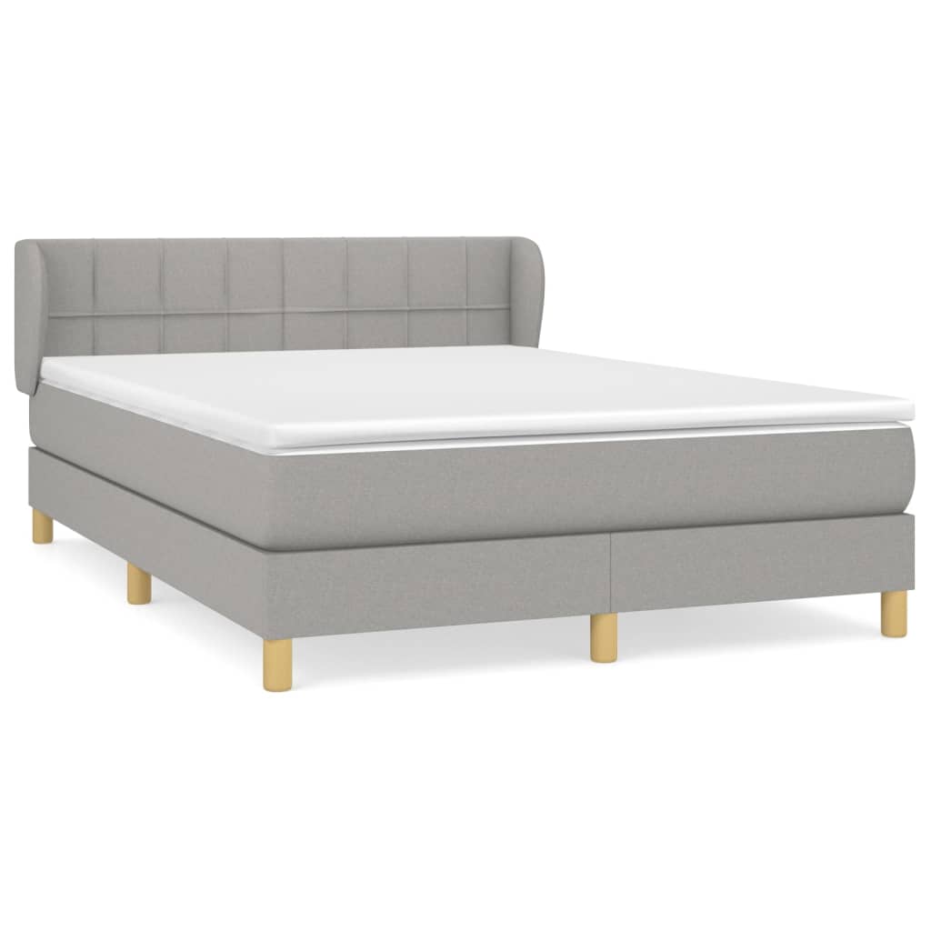Boxspring met matras stof lichtgrijs 140x200 cm is nu te koop bij PeponiXL, paradijselijk wonen!