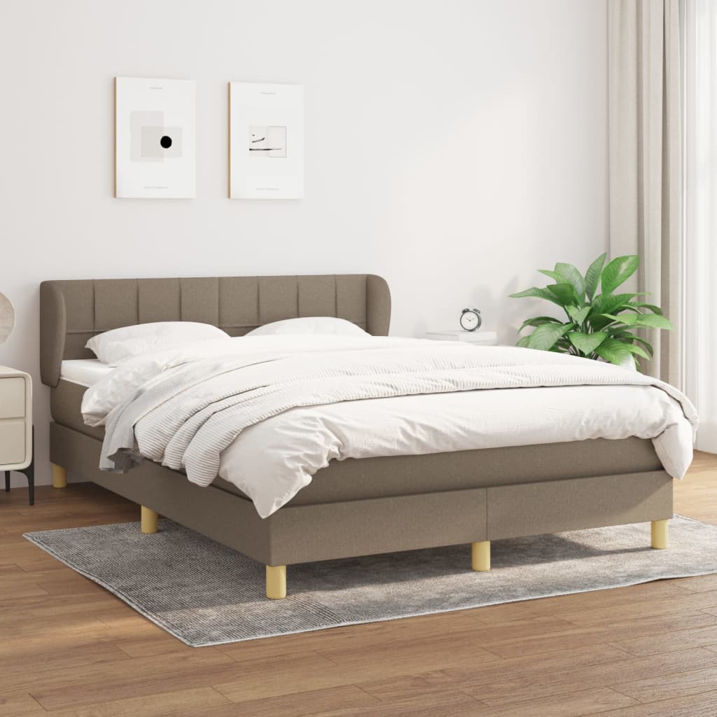 Boxspring met matras stof taupe 140x200 cm is nu te koop bij PeponiXL, paradijselijk wonen!