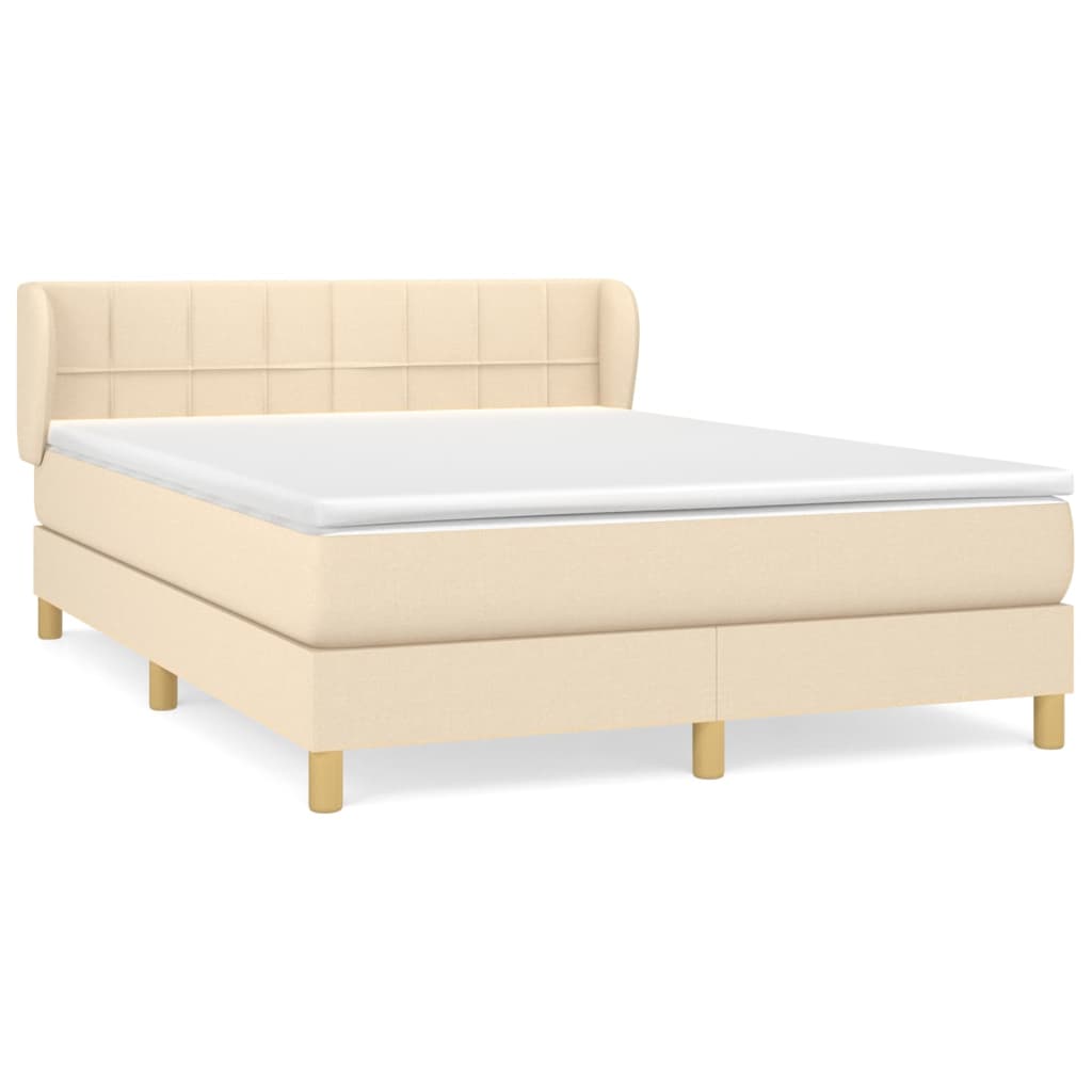 Boxspring met matras stof crèmekleurig 140x200 cm is nu te koop bij PeponiXL, paradijselijk wonen!