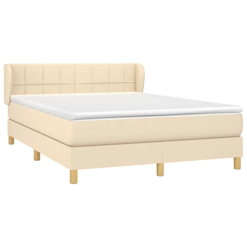 Boxspring met matras stof crèmekleurig 140x200 cm is nu te koop bij PeponiXL, paradijselijk wonen!