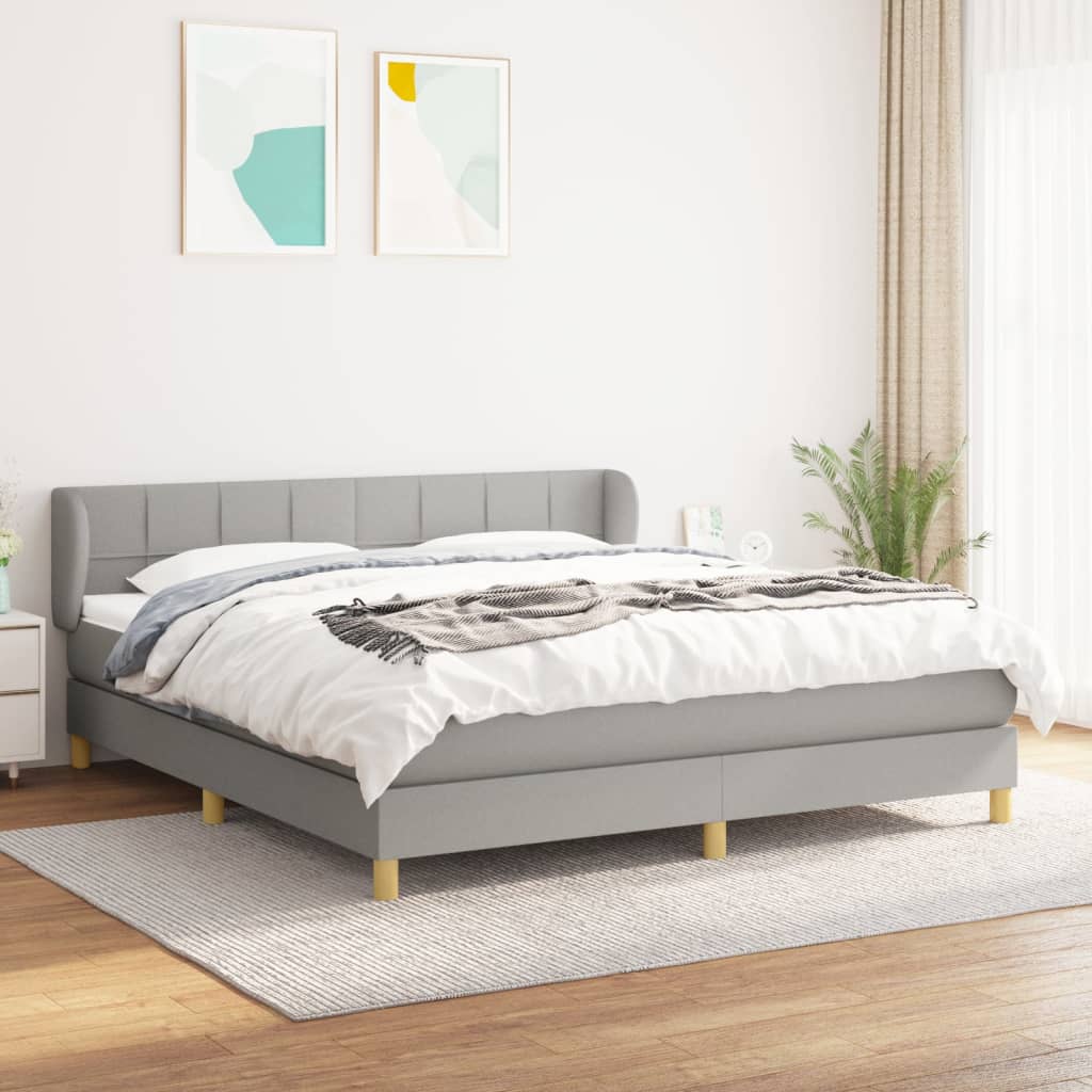 Boxspring met matras stof lichtgrijs 160x200 cm is nu te koop bij PeponiXL, paradijselijk wonen!
