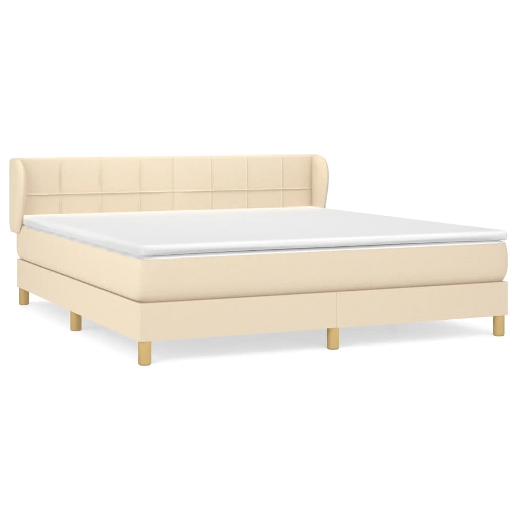 Boxspring met matras stof crèmekleurig 180x200 cm is nu te koop bij PeponiXL, paradijselijk wonen!