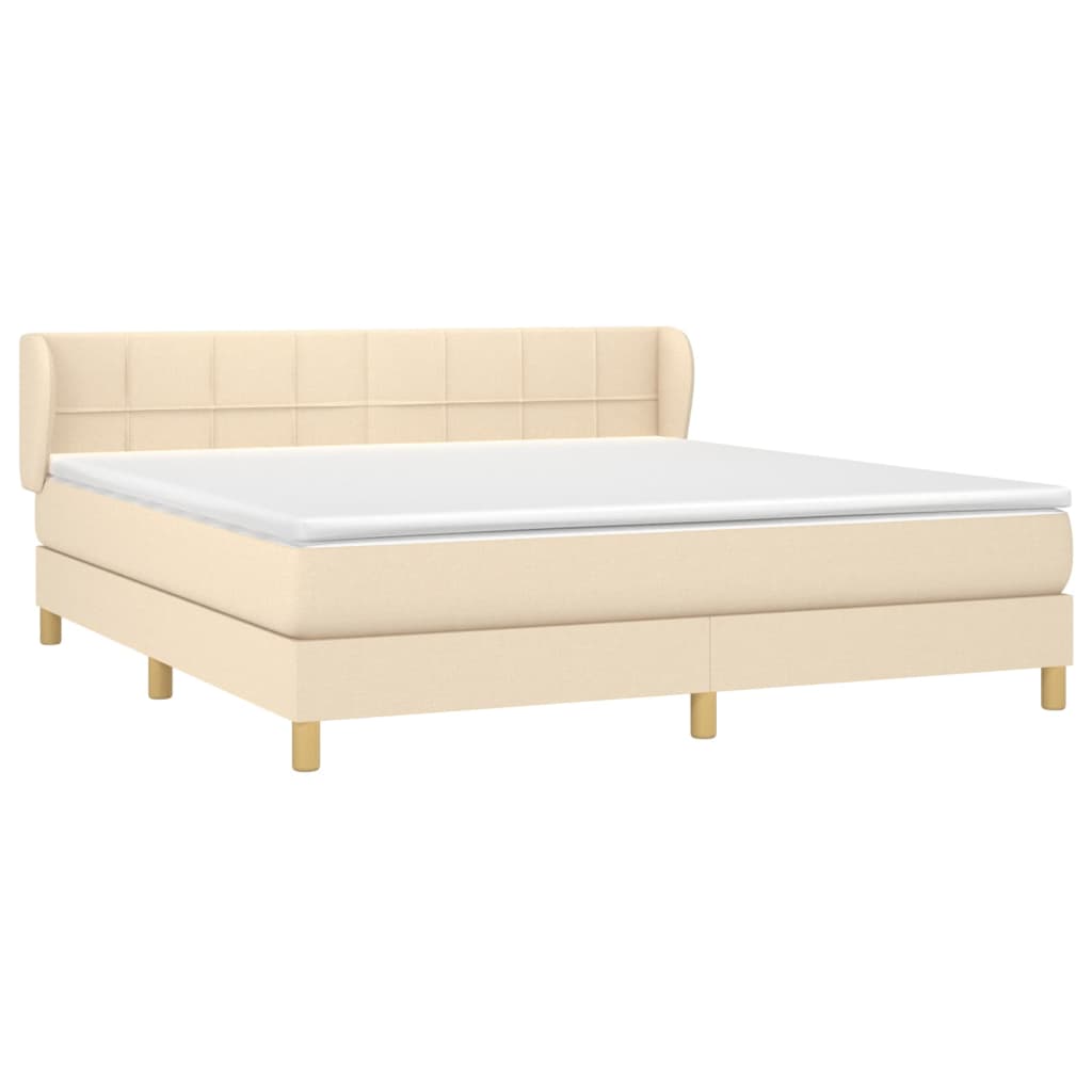 Boxspring met matras stof crèmekleurig 180x200 cm is nu te koop bij PeponiXL, paradijselijk wonen!