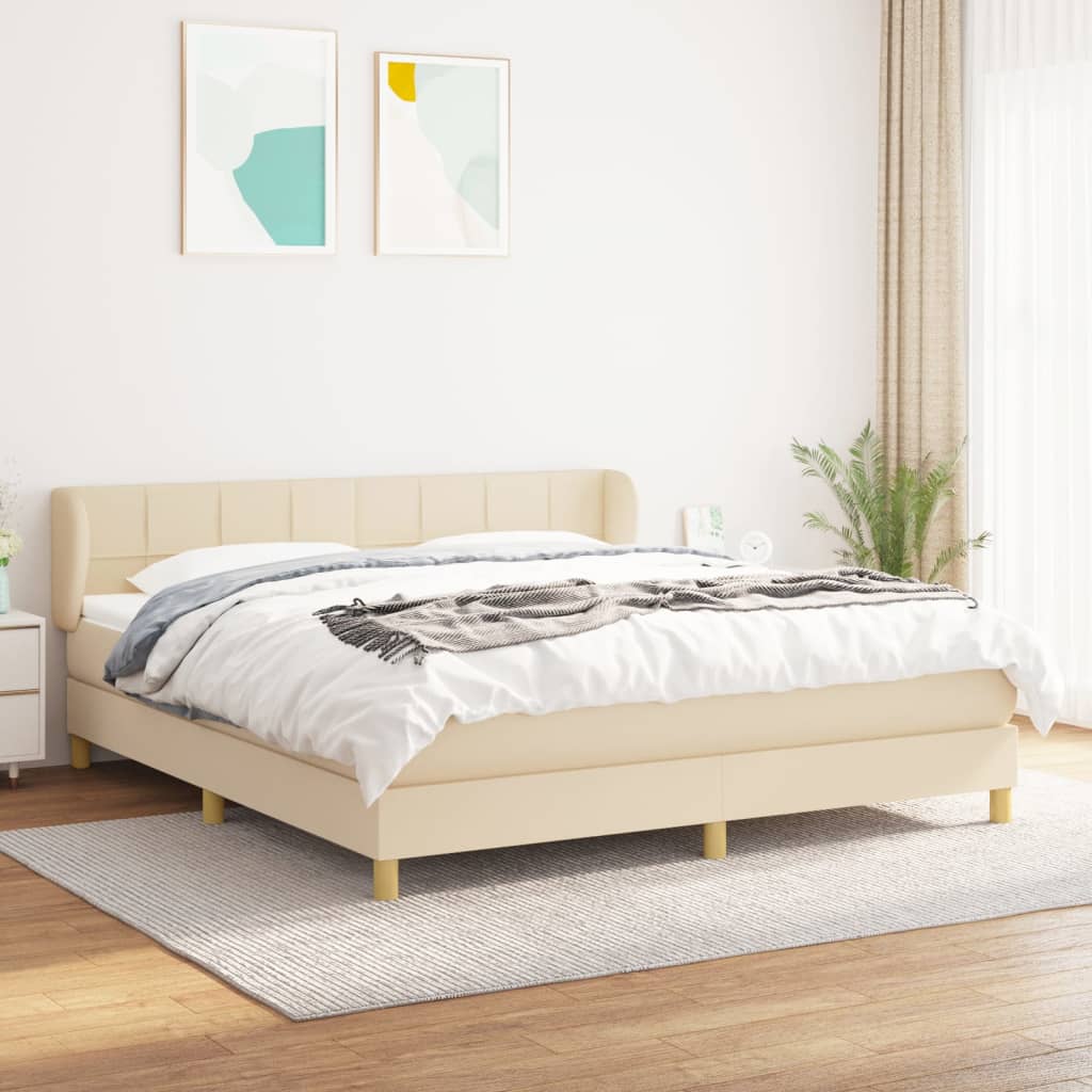 Boxspring met matras stof crèmekleurig 180x200 cm is nu te koop bij PeponiXL, paradijselijk wonen!